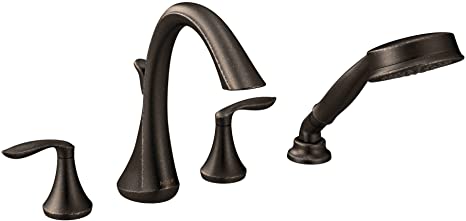 Moen T944ORB Eva Collection Two Handle High Arc Roman Tub Faucet and Hand Shower without Valve, Oil Rubbed Bronze