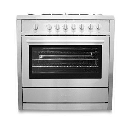 36 in. Gas Range with 5 Italian Made Burners, Oven, Broiler, Motorized Rotisserie, Lower Storage Cabinet Cosmo COS-965AG
