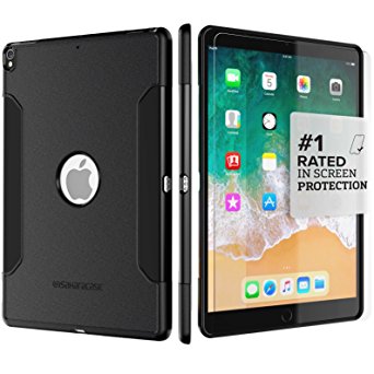 iPad Pro 10.5 Case (2017) - SaharaCase Protective Kit   Tempered Glass Screen Protector [Not Keyboard Compatible] Slim Cover [Shock-Absorbing Bumper] Scratch-Resistant Hard Back - Black