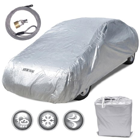 Motor Trend All Season WeatherWear 1-Poly Layer Snow proof, Water Resistant Car Cover Size L - Fits up to 190"