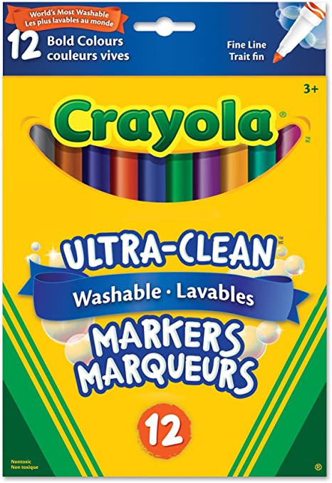 Crayola 12 Washable Fine Line Markers Bold Arts & Crafts