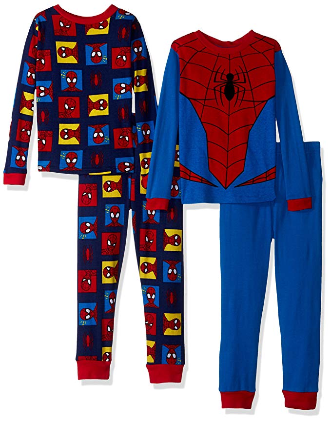 Marvel Big Boys' Spiderman 4-Piece Cotton Pajama Set