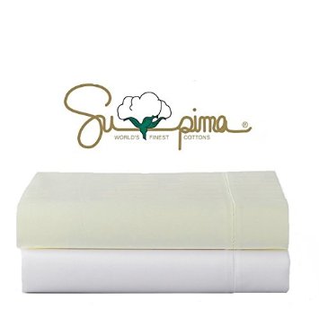 Vivendi 600 Thread Count Supima Cotton King 4 Piece Sheet Set Ivory