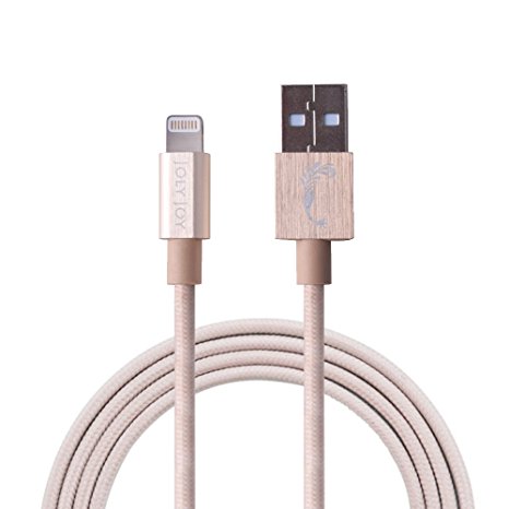 iPhone Charger, Joly Joy Lightning to USB Cable (3.28ft) Apple MFi Certified Nylon Braided Cord for iPhone 7, 7 Plus, 6s 6 Plus 5se, iPad mini 4 iPad Pro Air 2 (Gold Nylon)