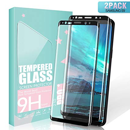 SGIN Galaxy S9 Screen Protector, [2 Pack] Premium Tempered Glass Screen Protector, Anti-Fingerprint, Bubble Free, Scratch-Resistant, Touch Sensitive, 9H Hardness, for Samsung Galaxy S9 - Black