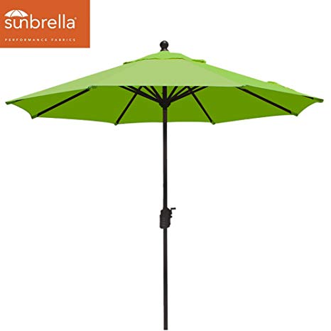 EliteShade Sunbrella 9Ft Market Umbrella Patio Outdoor Table Umbrella with Ventilation,Bonus weatherproof Cover (Sunbrella Macaw Green)