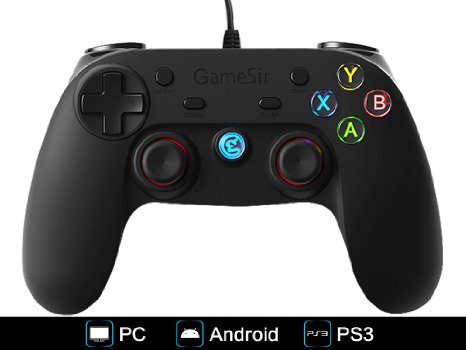 GameSir-G3w Vibration-Feedback USB Wired Gamepad Controller Joystick for PC(Windows XP/7/8/8.1/10) & Android & PS3 (PS architecture) - [Black]