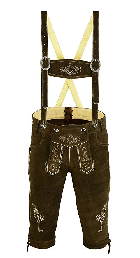 Trends Men's Bavarian Trachten Lederhosen Leather Shorts
