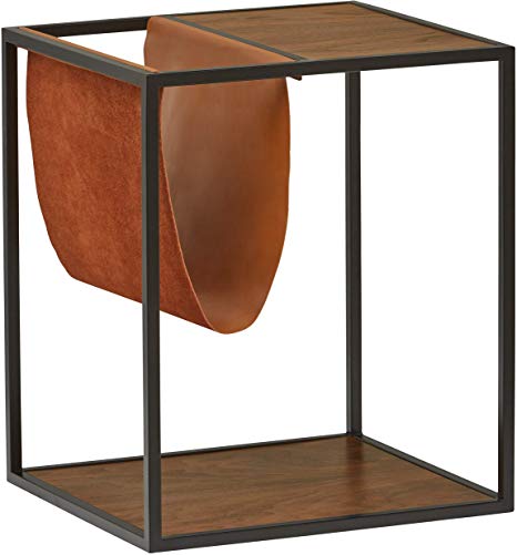 Rivet Heather Modern End Table, 17.7 Inch Weight, Walnut