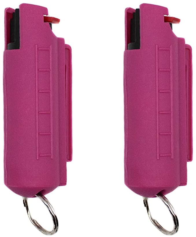 Guard Dog Security Pepper Spray keychain for Women - Self Defense and Maximum Police Strength - 16-feet Range - Black & Pink 2 Pack
