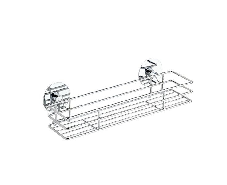 WENKO 5635100 Turbo-Loc spice rack - fixing without drilling, Chrome plated metal, 30 x 9 x 8 cm, Silver shiny