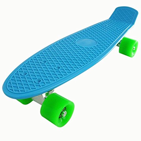 Love Fly Plastic Cruiser Complete Skateboard 22 Inch Standard Skateboard Banana Board Fish Board Skateboarding Skateboards Blue