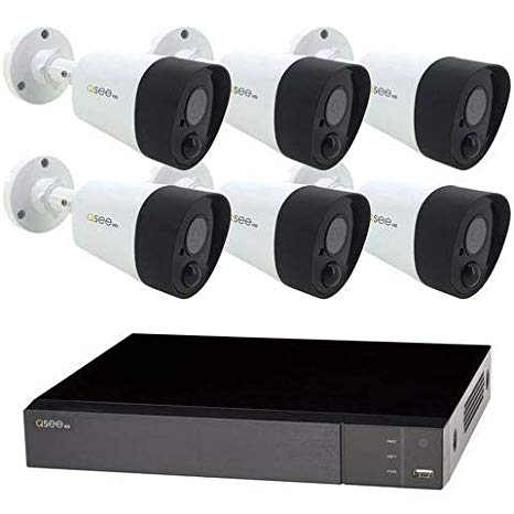 Q see 8 Channel 5MP Multi Format DVR System with 6 5MP PIR Bullet Cameras and 2TB HDD