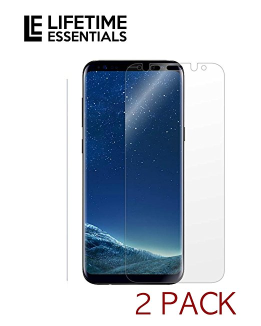 Galaxy S8 Screen Protector (2-Pack,Case Friendly), Lifetime Essentials Full Coverage Screen Protector for Samsung Galaxy S8 Clear HD Anti-Bubble Film