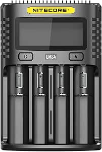 Nitecore Chargeur Universel UMS4 3000mA USB Adulte Unisexe, Noir, L: 159 x l: 107 x H:41