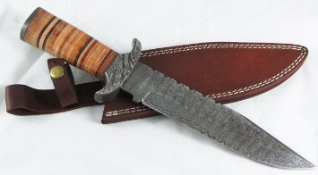 Moorhaus Handmade 1/4" Damascus Marine Recon Fighter Bolo Bowie Knife