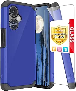 TJS Compatible for OnePlus Nord N30 5G Case, with Tempered Glass Screen Protector Dual Layer Hybrid (Magnetic Mount Friendly) Shockproof Drop Protection Impact Phone Case (Blue)