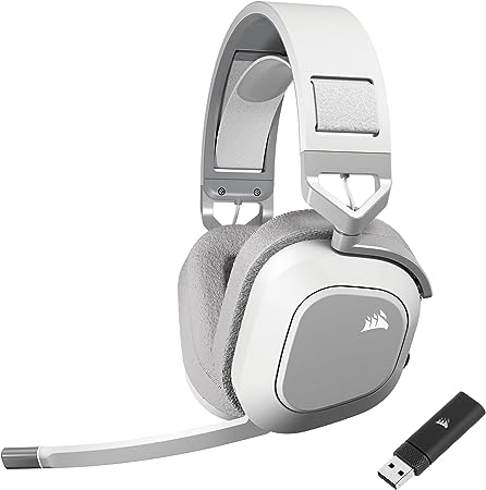 Corsair HS80 MAX Wireless Multiplatform Gaming Headset with Bluetooth - Dolby Atmos - Broadcast Quality Microphone - iCUE Compatible - PC, Mac, PS5, PS4, Mobile - White