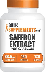 BulkSupplements.com Saffron Extract Capsules - Saffron Supplements, Saffron Extract 88.5mg - Vegan & Gluten Free - 1 Capsule per Serving, 120 Veg Capsules (Pack of 1)