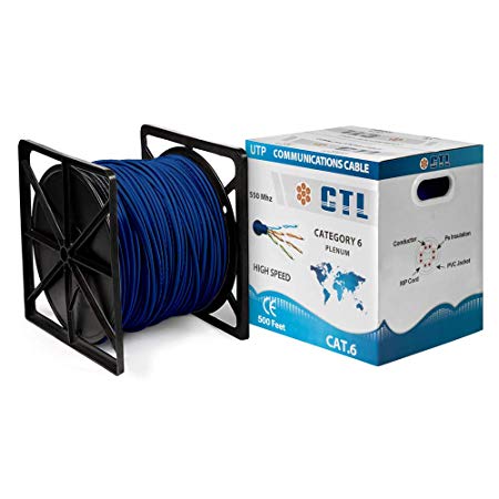 Cat6 Plenum Blue Professional Cable 550mhz 1000ft UTP Bulk Cable {100% REAL PURE SOLID COPPER!} (NOT CCA!) { New Version V4 2018 } {Snagless Technology }