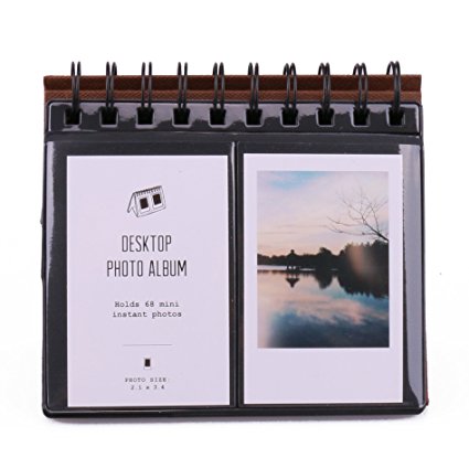 [Fujifilm Instax Mini Photo Album] DEAHUN 68 Pockets Desk Calendar Style Photo Album For Fujifilm Instax Mini 7s 8 25 50s 70 90/ Polaroid Z2300/ Polaroid PIC-300P/ Polaroid Snap Films (Coffee)