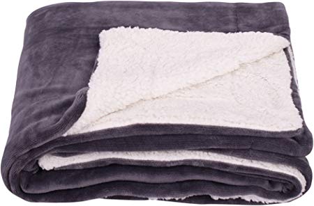 SOCHOW Sherpa Fleece Throw Blanket, Double-Sided Super Soft Luxurious Plush Blanket Twin Size, Dark Grey