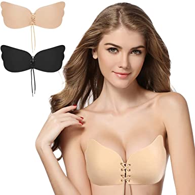 Adhesive Bra,Strapless Bra 2 Pairs Invisible Lift Backless Sticky Bra for Women