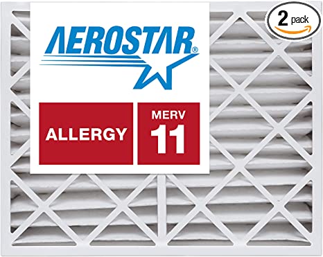 Aerostar 20x20x4 Slim (19 1/2" x 19 1/2" x 3 3/4") MERV 11, Allergen Protection Air Filter, 20x20x4 Slim, Box of 2, USA