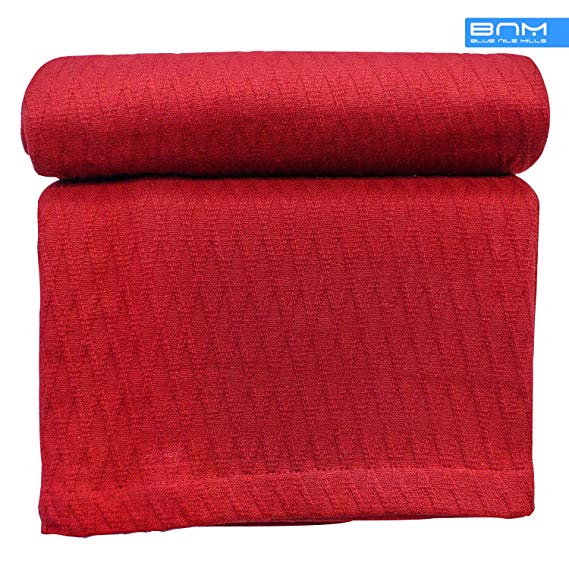 Diamond Full/Queen Cotton Throw Blanket, Breathable Thermal Bed/Sofa Blanket Couch, Snuggle in These Super Soft Cozy Cotton Blankets - Perfect for Layering Any Bed, Burgundy