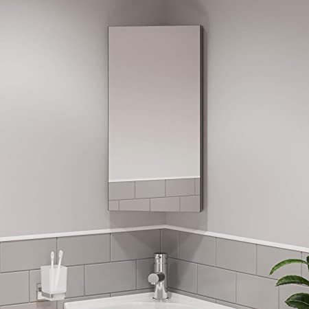 Artis Wall Mounted Single Mirror Door Corner Bathroom Cabinet Cupboard Stainless Steel