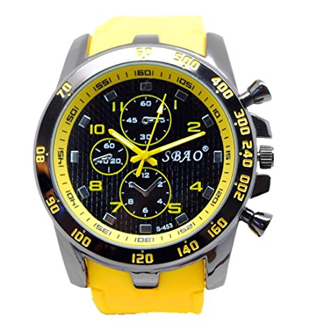 SMTSMT Stainless Steel Sport Modern Men Fashion Wrist Watch - Yellow