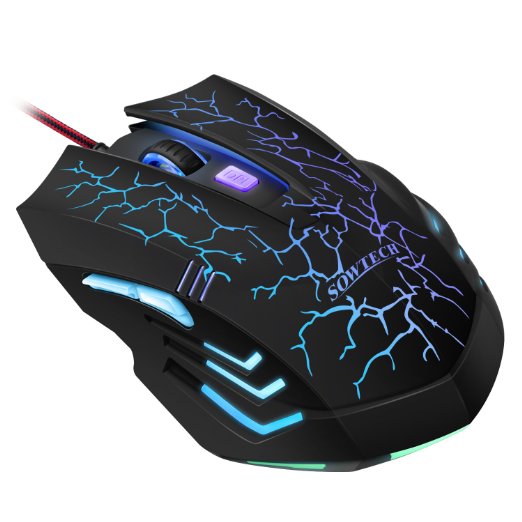 Wired Gaming Mouse, SOWTECH(TM)Professional 2400DPI Ergonomic LED Optical USB Gaming Mouse with 6 Buttons