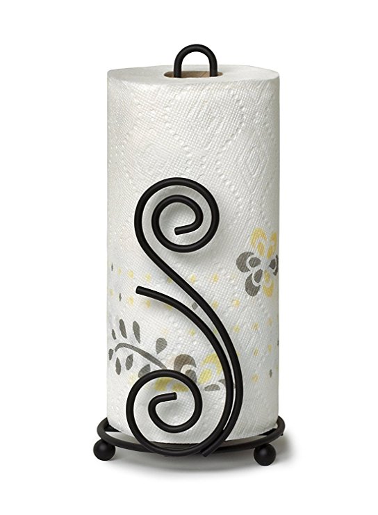 Spectrum Diversified Scroll DECO Paper Towel Holder, black