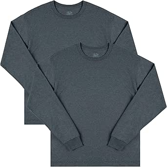 Fruit of the Loom Men's Eversoft Cotton Long Sleeve T Shirts, Breathable & Moisture Wicking with Odor Control