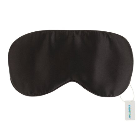 Shintop Deluxe Silk Sleeping Mask Eye Mask - Premium Quality High Class Super Soft and Extremely Comfortable Great for Most People (Black)