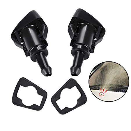 Windshield Wiper Washer Nozzle Spray Jet Kit for Chrysler/Dodge/Jeep/Ram,Full Fan-Shaped Mist Spray, Sprayer with The Rubber Gasket Universal(Pack of 2)