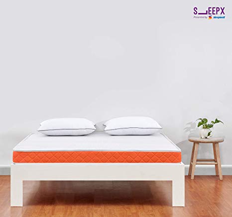 Sleepwell SleepX Brill PU Foam Mattress - (72x72x5 Inches) with Free Pillows