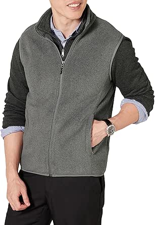 Amazon Essentials Men's Full-Zip Polar Fleece Vest (Available in Big & Tall)