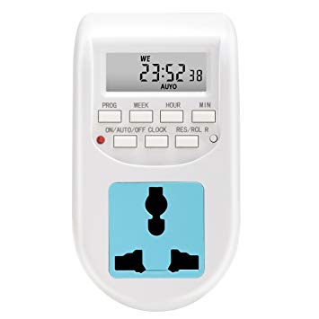 Supmaker Digital Timer Switch Socket 24 Hour 7 Day Electronic Plug-in Programmable Socket with LCD Display