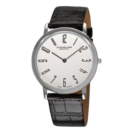 Stuhrling Original Men's 216A.33153 Classic Ascot Belmont Swiss Quartz Slim White Dial Watch