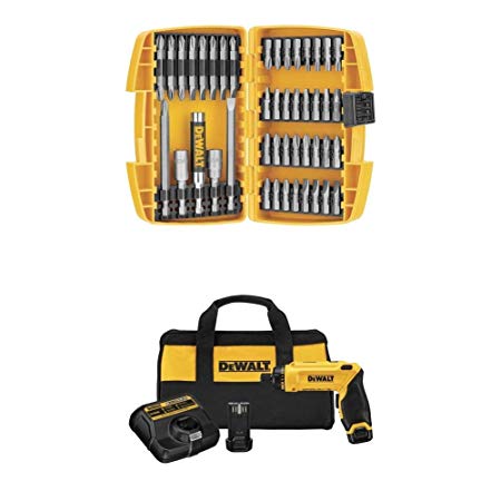 DEWALT DCF680N2 8V Max Gyroscopic Screwdriver 2 Battery Kit with DEWALT DW2166 45 Piece Screwdriving Set with Tough Case