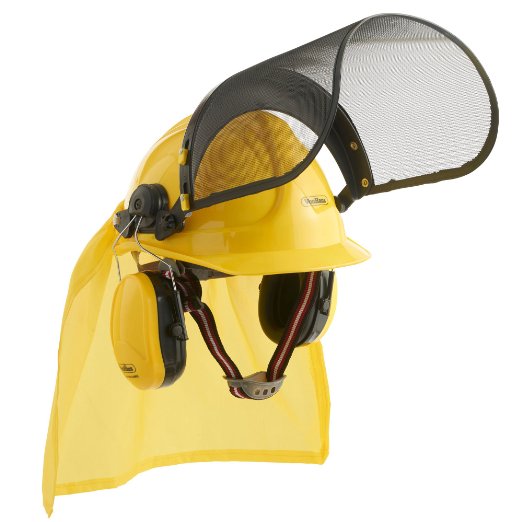 VonHaus - 4 in 1 Construction / Chainsaw / Forestry Helmet Hardhat Set - Hard Hat with Visor, Ear Defenders, Face Shield & Cape