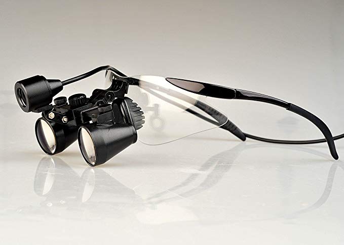Songzi Optics (2.5X,3X,3.5X Optional)Black Goggles Frame Binocular Medical Dental Loupes Surgical Loupes & High Brightness Headlight (working distance :(500 - 600 mm)XL, Magnification:3.5X)