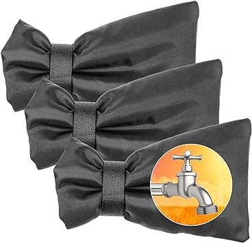 3 Pack Outdoor Spigot Winter Covers, 8"H x 5.2"W Winter Faucet Covers, Outside Garden Faucet Socks for Freeze Protection, Reusable Thickened Hose Bib Cover, Black