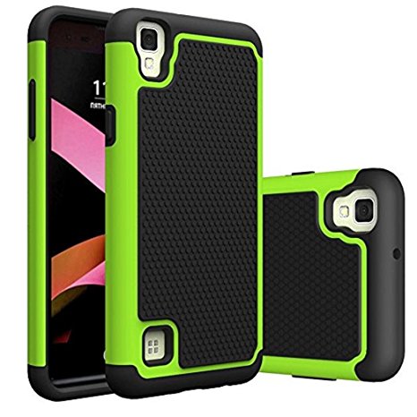LG Tribute HD Case, LG X Style Case, LG Volt 3 Case, Urberry Shockproof Slim Brush Texture Hybrid Dual Layer Protective Case Cover For LG Tribute HD / LG X Style / LG Volt 3 (Green)
