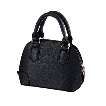 BURNING SECRET Women Black Handbag PU Leather Mini Satchel Shell bag