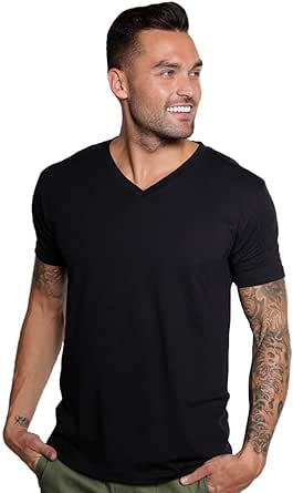 INTO THE AM Premium V Neck T Shirts for Men - Modern Fitted Tees S - 2XL Vneck Undershirts