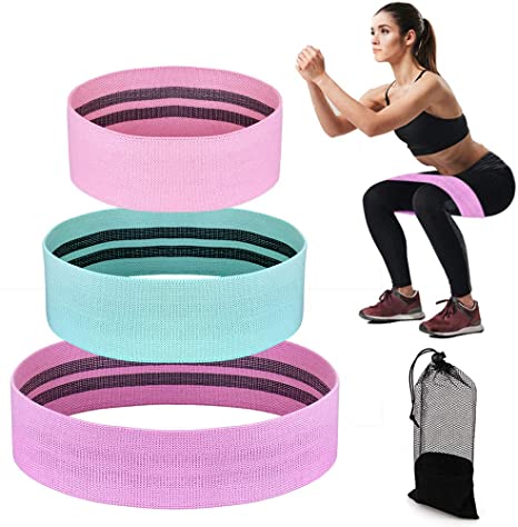 buways Resistance Bands, Resistance Loop Exercise Bands with Instruction Guide, Carry Bag, for Legs and Butt Hips & Glutes, Set of 3