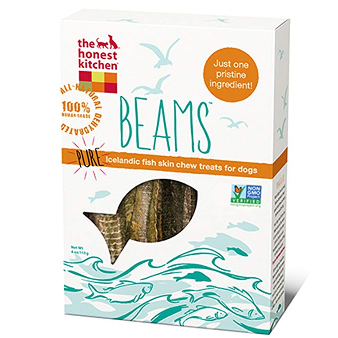Honest Kitchen Beams Grain Free Dog Chew Treats - Natural Human Grade Dehydrated Fish Skins  4 oz Small