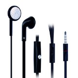 USTEK S501 In-Ear Earphones Classic Flat Cable Earbuds Noodle Headphone with Microphone Black